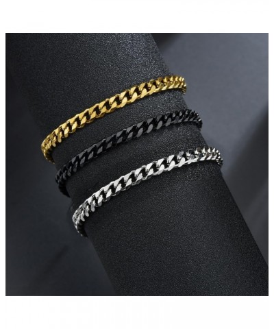 3/4PCS Chain Bracelet for Men Women - Sturdy Stainless Steel Curb Width Cuban Link Chain Bracelet Set for Men Women -Send one...