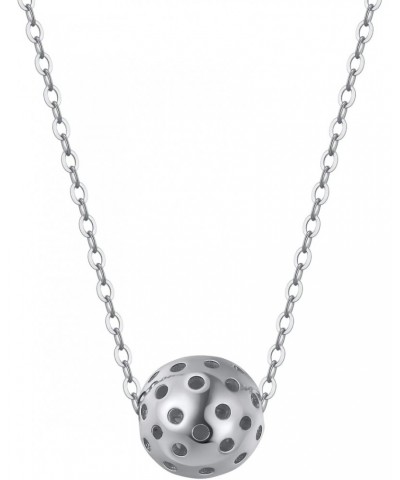 Picklebelle Belle Pickleball 925 sterling Silver Necklace | Rhodium Plated Chunky Silver Necklace for Women, Gift for Her, Bi...