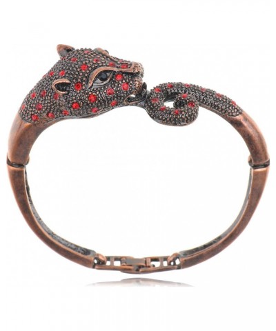 Womens Copper Tone Vintage Inspired Antique Red Rhinestones Jaguar Leopard Bangle Bracelet $11.59 Bracelets