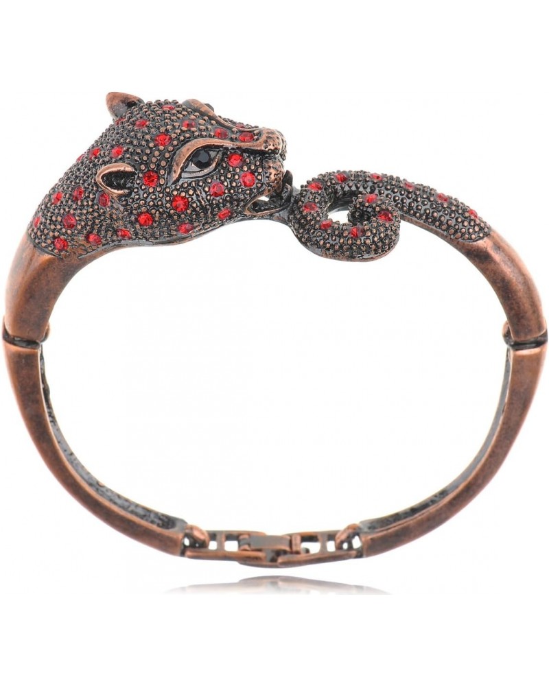 Womens Copper Tone Vintage Inspired Antique Red Rhinestones Jaguar Leopard Bangle Bracelet $11.59 Bracelets