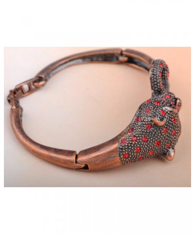 Womens Copper Tone Vintage Inspired Antique Red Rhinestones Jaguar Leopard Bangle Bracelet $11.59 Bracelets