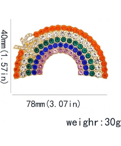 Rhinestone Rainbow Brooch Pin for Women Girls Colorful CZ Big Lapel Pins Corsage Badge Hat Bag Cloth Decoration Accessories $...