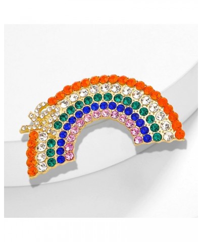 Rhinestone Rainbow Brooch Pin for Women Girls Colorful CZ Big Lapel Pins Corsage Badge Hat Bag Cloth Decoration Accessories $...