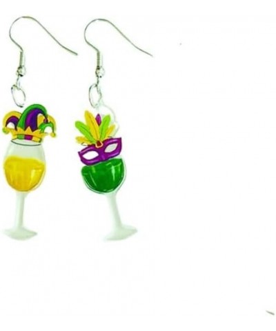 Mardi Gras Dangle Drop Earrings for Women Girls Acrylic Alex Carnival Theme Mask Lips Lobster Hat Modelling Earrings Mardi Gr...