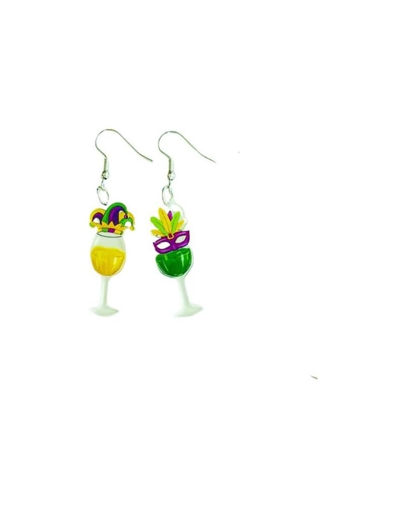 Mardi Gras Dangle Drop Earrings for Women Girls Acrylic Alex Carnival Theme Mask Lips Lobster Hat Modelling Earrings Mardi Gr...