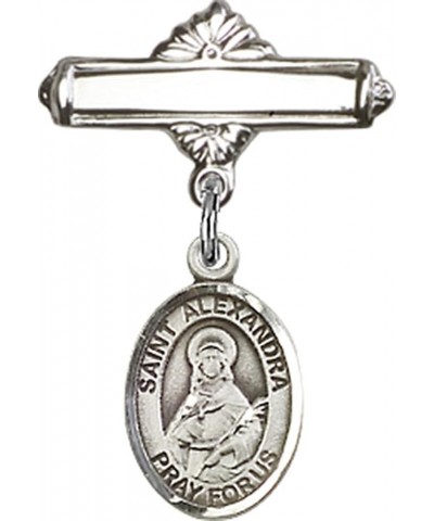 Sterling Silver Polished Baby Badge Bar Pin with Charm, 11/16 Inch Saint Alexandra $38.33 Brooches & Pins