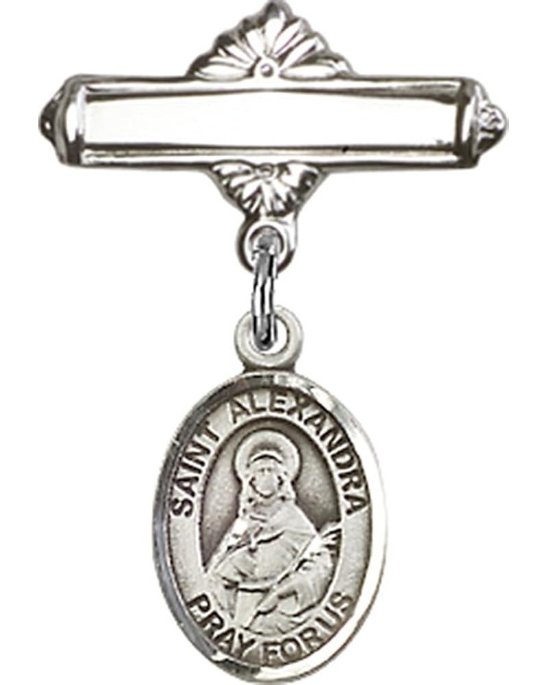 Sterling Silver Polished Baby Badge Bar Pin with Charm, 11/16 Inch Saint Alexandra $38.33 Brooches & Pins