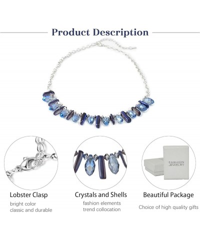 Layered Beaded Necklaces for Women Chunky Statement Necklace Silver Chain Fashion Jewelry Gift for Her 11-Dark blue $6.71 Nec...