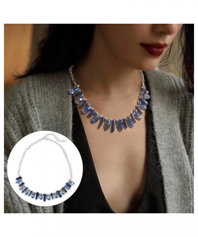 Layered Beaded Necklaces for Women Chunky Statement Necklace Silver Chain Fashion Jewelry Gift for Her 11-Dark blue $6.71 Nec...