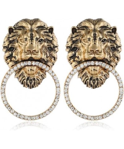 Retro alloy lion studded diamond earrings with exaggerated earrings $7.27 Earrings