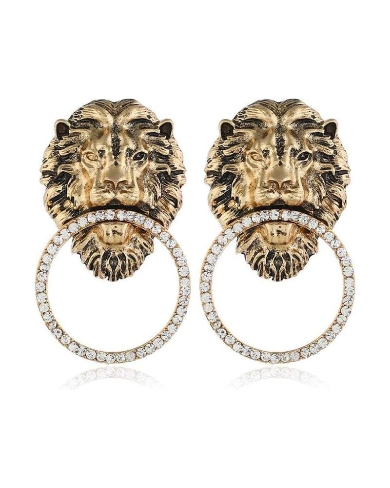 Retro alloy lion studded diamond earrings with exaggerated earrings $7.27 Earrings