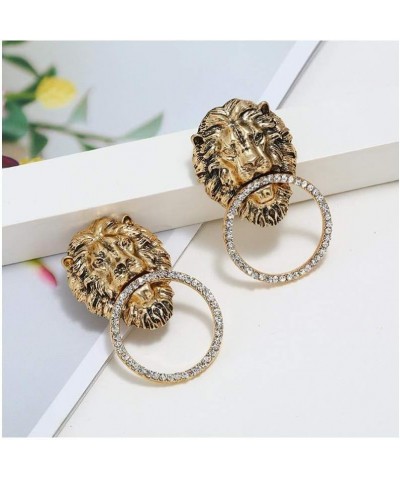 Retro alloy lion studded diamond earrings with exaggerated earrings $7.27 Earrings