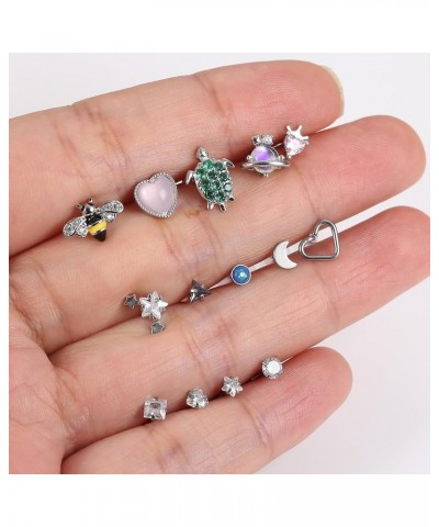 14 PCS 16G Tragus Piercing Jewelry Medusa Piercing Jewelry Labret Jewelry Conch Helix Piercing Jewelry Tragus Earrings for Wo...