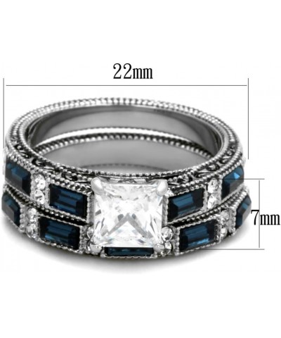 His and Her 3 Piece Stainless Steel Antique and Brush Metal Wedding Engagement Ring Set Size Women's 07 Men's 06 $15.94 Sets