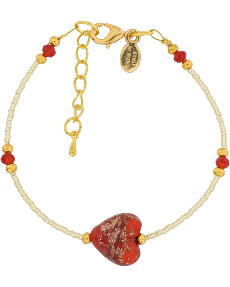 GlassOfVenice Murano Glass Heart Bracelet - Red Sparkles $16.78 Bracelets