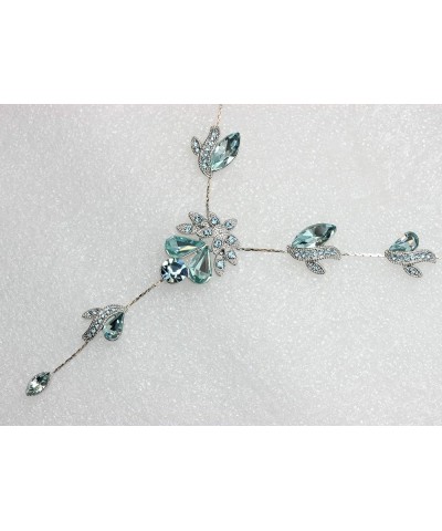 Gorgeous Rhinestone Floral Crystal Necklace Earrings Set Aqua $20.40 Earrings