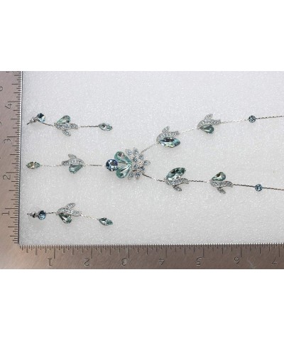 Gorgeous Rhinestone Floral Crystal Necklace Earrings Set Aqua $20.40 Earrings