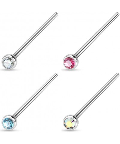 18-20g Surgical Steel 2mm Press Fit CZ Fishtail Custom Bend Nose Stud 20G 4-Pack AB/Clear/Pink/Aqua $10.08 Body Jewelry