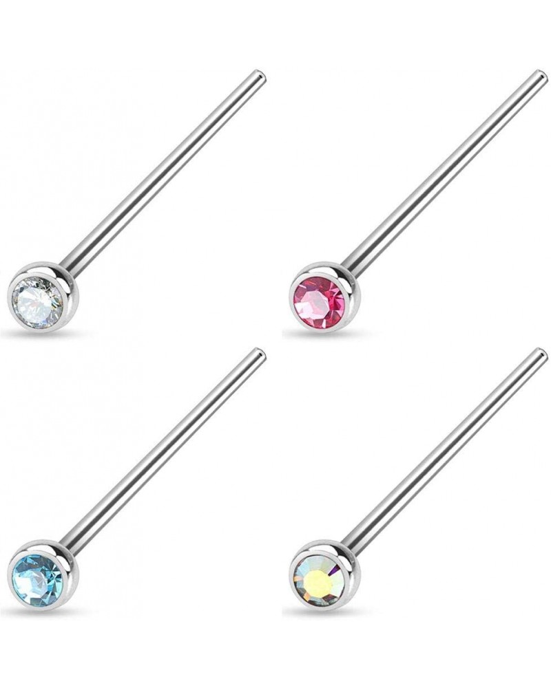 18-20g Surgical Steel 2mm Press Fit CZ Fishtail Custom Bend Nose Stud 20G 4-Pack AB/Clear/Pink/Aqua $10.08 Body Jewelry