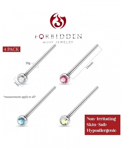 18-20g Surgical Steel 2mm Press Fit CZ Fishtail Custom Bend Nose Stud 20G 4-Pack AB/Clear/Pink/Aqua $10.08 Body Jewelry