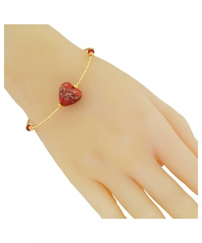 GlassOfVenice Murano Glass Heart Bracelet - Red Sparkles $16.78 Bracelets