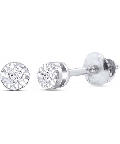 Round Cut White Natural Diamond Stud Earrings In 14K Gold Over Sterling Silver (0.02 Ct) white-gold-plated-silver $17.48 Earr...