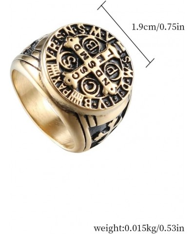 St Benedict Exorcism Ring Silver Stainless Steel Catholic Roman Cross Demon 14 Gold $7.43 Rings