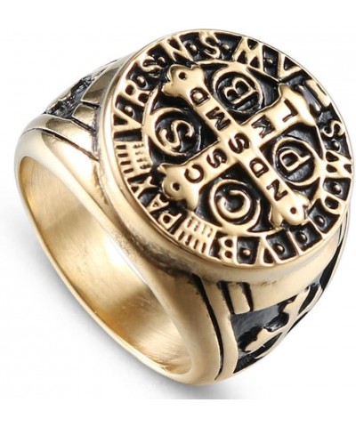 St Benedict Exorcism Ring Silver Stainless Steel Catholic Roman Cross Demon 14 Gold $7.43 Rings