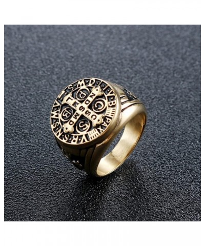 St Benedict Exorcism Ring Silver Stainless Steel Catholic Roman Cross Demon 14 Gold $7.43 Rings