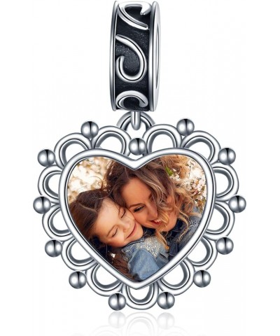 Personalized 3/5 Side Photo Charm Bead That Hold 3/5 Picture Fit Snake Bracelet Sterling Silver Custom Photo Charm Bead Custo...