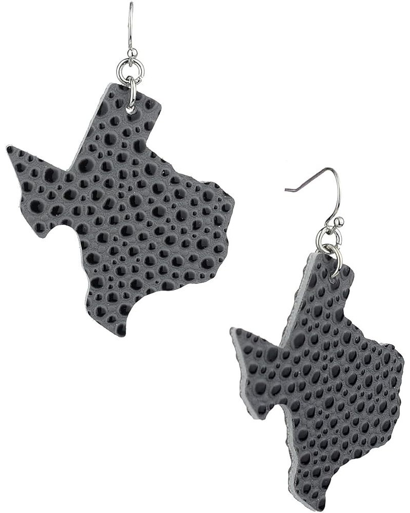 Women's Faux Leather Texas State Shape Dangle Pierced Earrings Dotted Gray $7.55 Earrings