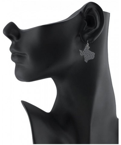 Women's Faux Leather Texas State Shape Dangle Pierced Earrings Dotted Gray $7.55 Earrings