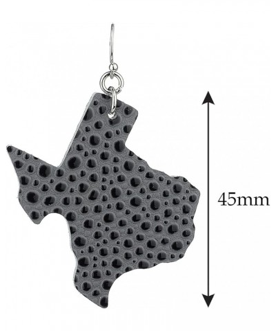 Women's Faux Leather Texas State Shape Dangle Pierced Earrings Dotted Gray $7.55 Earrings