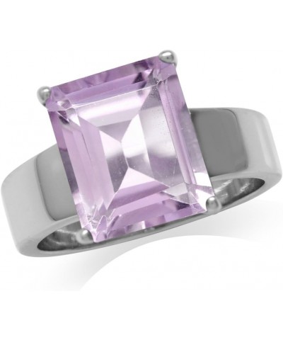 Huge 12x10mm Octagon Shape White Gold Plated 925 Sterling Silver Solitaire Ring 9 Silver Natural Amethyst $19.35 Rings