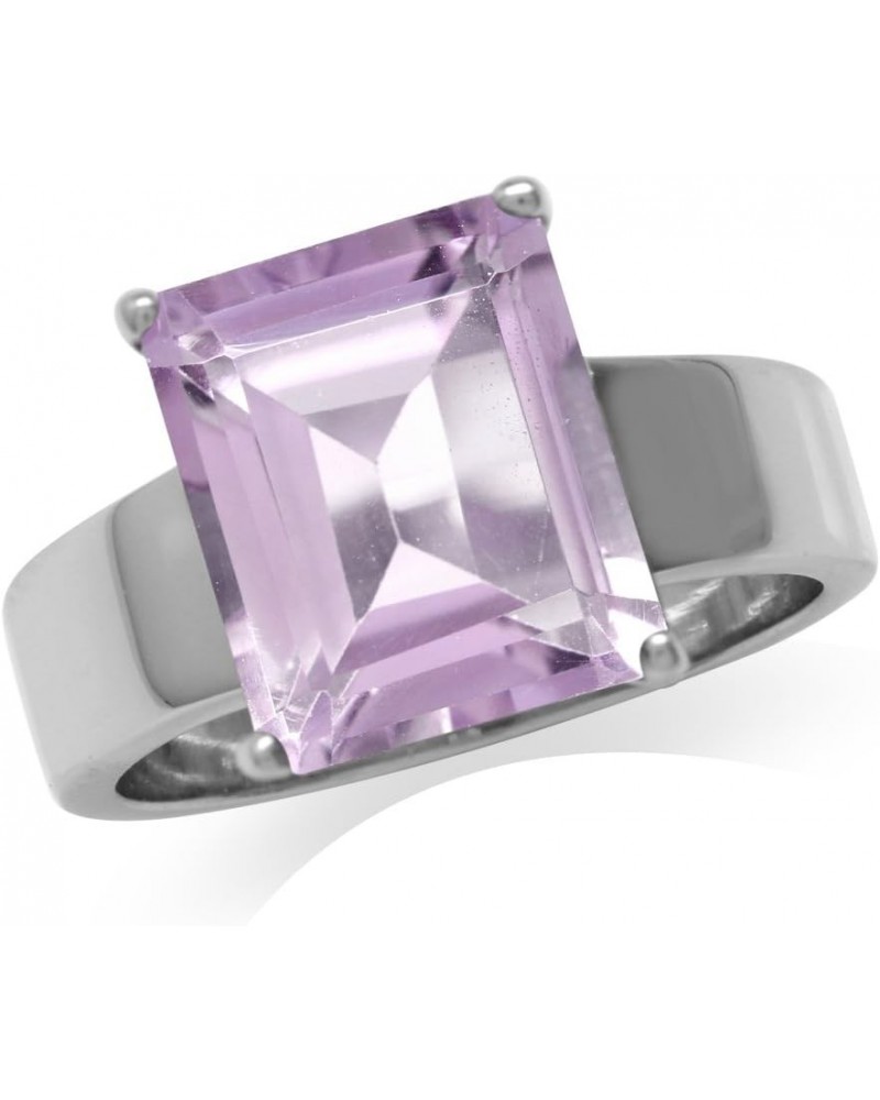 Huge 12x10mm Octagon Shape White Gold Plated 925 Sterling Silver Solitaire Ring 9 Silver Natural Amethyst $19.35 Rings