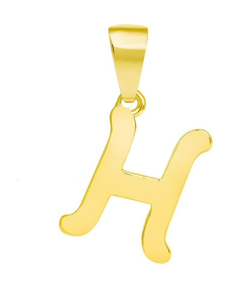 Solid 14k Yellow Gold Mini Uppercase Initial Script Letter Charm Pendant H $32.25 Pendants