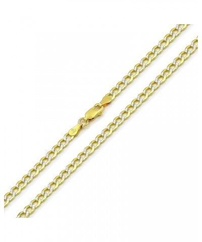 925 Italian Sterling Silver 2.5mm - 10.5mm Solid Cuban Diamond Cut Chain, ITProLux Yellow Gold Plated Pave Curb Link Necklace...