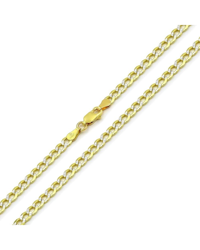 925 Italian Sterling Silver 2.5mm - 10.5mm Solid Cuban Diamond Cut Chain, ITProLux Yellow Gold Plated Pave Curb Link Necklace...