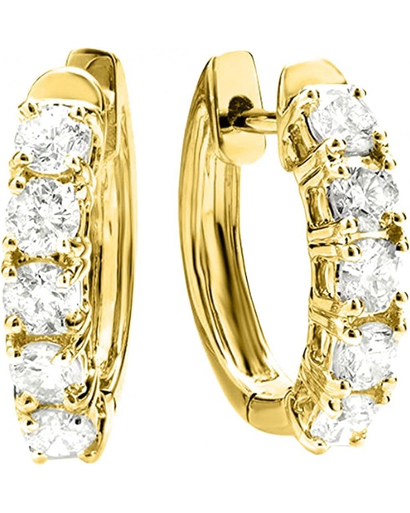 1-5 Carat Five Stone Diamond Hoop Huggie Earrings 14K Gold Value Collection 3.0 Carat 14K Yellow Gold $777.40 Earrings