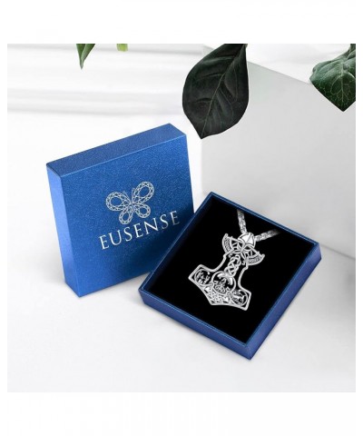 Viking Jewelry for Men Women Mjolnir Thors Hammer Necklace Sterling Silver 925 Celtic Cross Pendant Wolf Odin Raven Freya God...