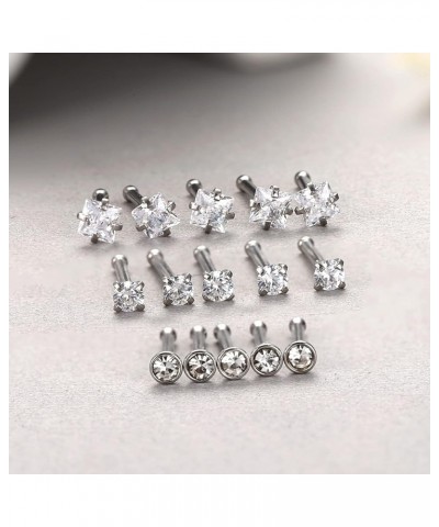 Hypoallergenic Nose Rings 15Pcs 18G 20G Surgical Stainless Steel Nose Rings Studs L Shaped Screw Studs Rings Cubic Zirconia N...