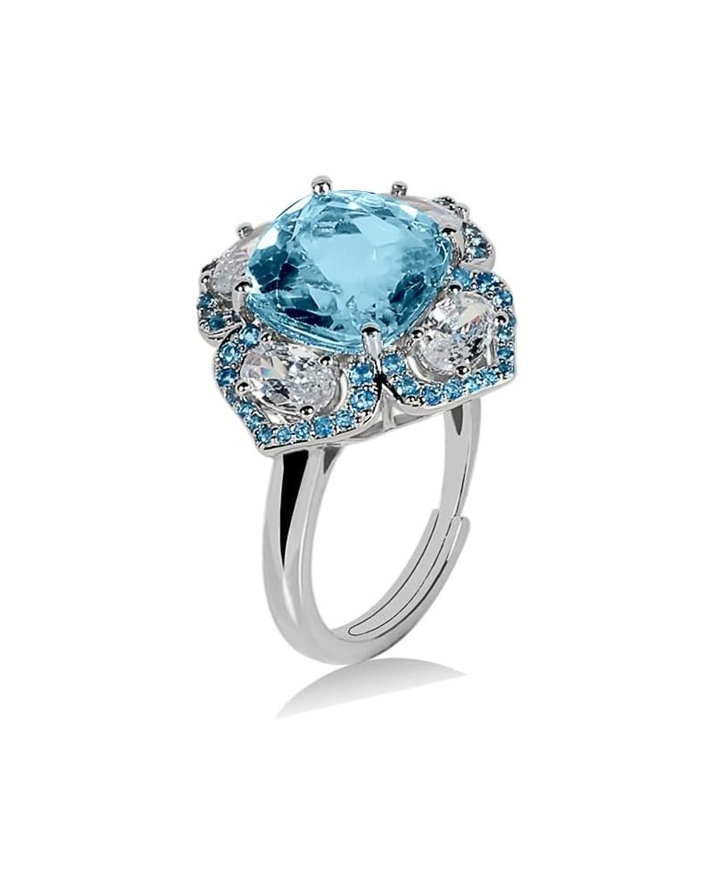 HAZZAR Real 925 Sterling Silver with Natural Blue Swiss Topaz Jewelry Set Ring $41.28 Jewelry Sets