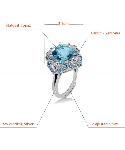 HAZZAR Real 925 Sterling Silver with Natural Blue Swiss Topaz Jewelry Set Ring $41.28 Jewelry Sets