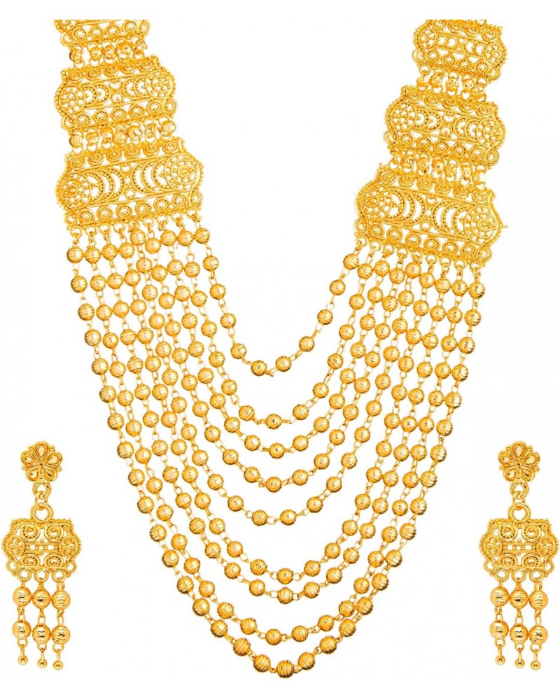 Traditional Indian Gold Plated Ball Necklace Chain Jewellery Set for Women (SJ_111) $18.17 Jewelry Sets