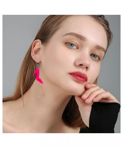 Hot Pink Acrylic Earrings for Women Teen Girls Cute Sweet Resin Princess Head High Heel Geometric Lightweight Dangle Drop Ear...