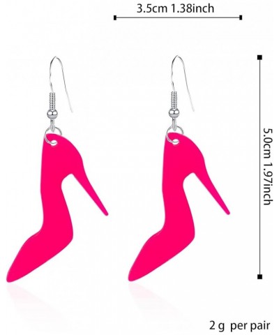 Hot Pink Acrylic Earrings for Women Teen Girls Cute Sweet Resin Princess Head High Heel Geometric Lightweight Dangle Drop Ear...