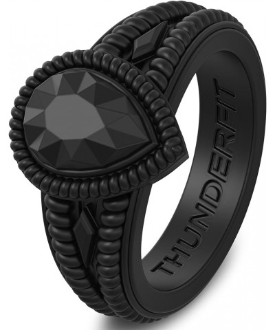 Women's Silicone Wedding Ring Like Diamond - 4.4mm~12.4mm Wide, 2mm~5.5mm Thick 3.5 - 4 (14.1mm) Black $14.55 Rings