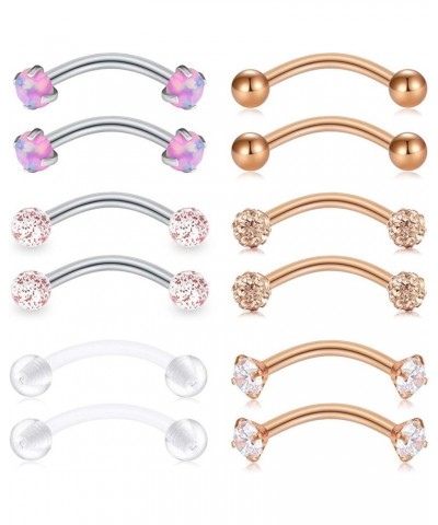 16G Stainless Steel Daith Rook Earring 8mm 10mm Curved Barbell Eyebrow Rings Piercing Jewelry for Women Men 5Style D 8mm(5/16...