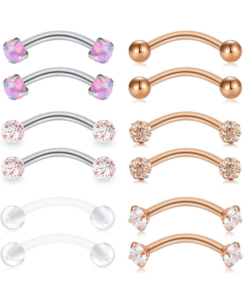 16G Stainless Steel Daith Rook Earring 8mm 10mm Curved Barbell Eyebrow Rings Piercing Jewelry for Women Men 5Style D 8mm(5/16...