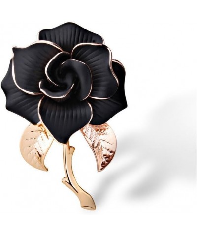 Rose Gold Flower Brooch Black and White Rose Petals Brooches & Pins for Women Black $8.39 Brooches & Pins